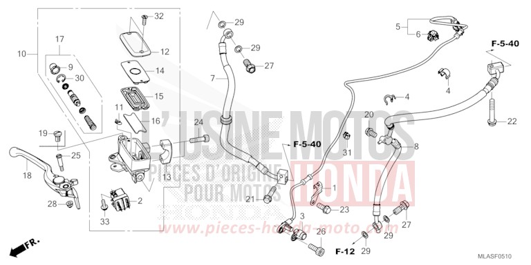 MAITRE-CYLINDRE DE FREIN AVANT CYLINDRE de CMX 1100 "Rebel" MAT BALLISTIC BLACK METALLIC (NHA86) de 2025
